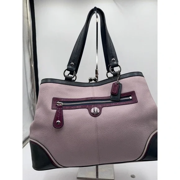 Coach Laura Spectator Tri-Color Pebbled Leather Shoulder Bag Lavender - Picture 14 of 14